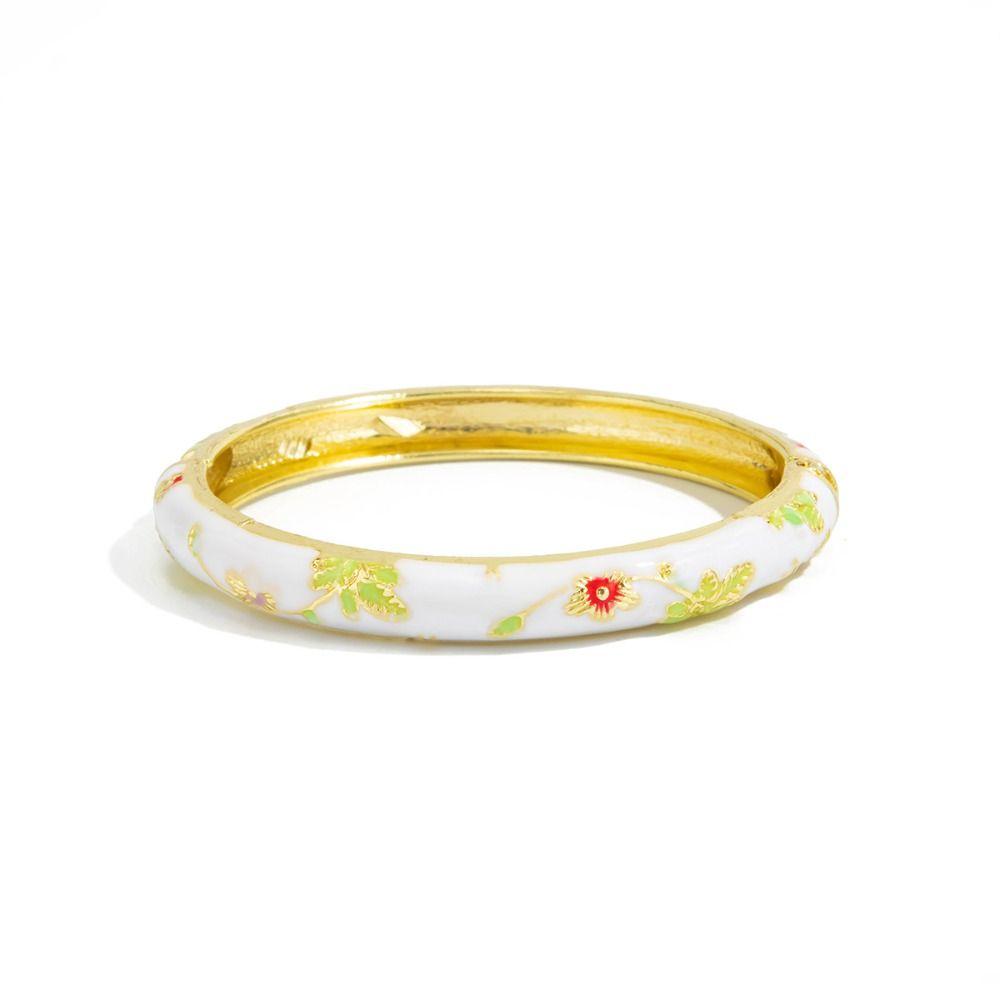 Minimalist Vintage Cloisonne Bangle Traditional Glazed Bangle Enamel Flower Bangle Girls