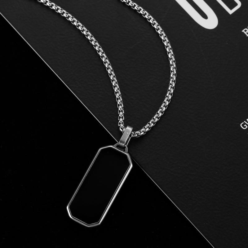 Men's Black Stainless Steel Drip Oil Necklace - Hip Hop Style Versatile Sweater Chain