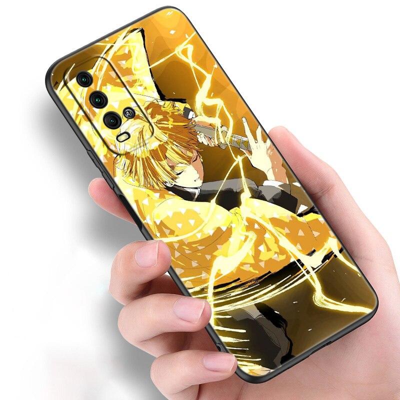 Anime Demon Slayer Zenitsu Silicone Phone Case For Xiaomi Redmi Note 11 10 9 8 Pro 11T 10T 10S 9S 8T 9 9A 9C 9T Black Soft Cover