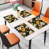 4pcs 2D FLAT Digital Print Placemats, Floral Lemon Combination Pattern Printed Placemats, To Make Your Dining Room More Beautiful, Perfect for Coffee