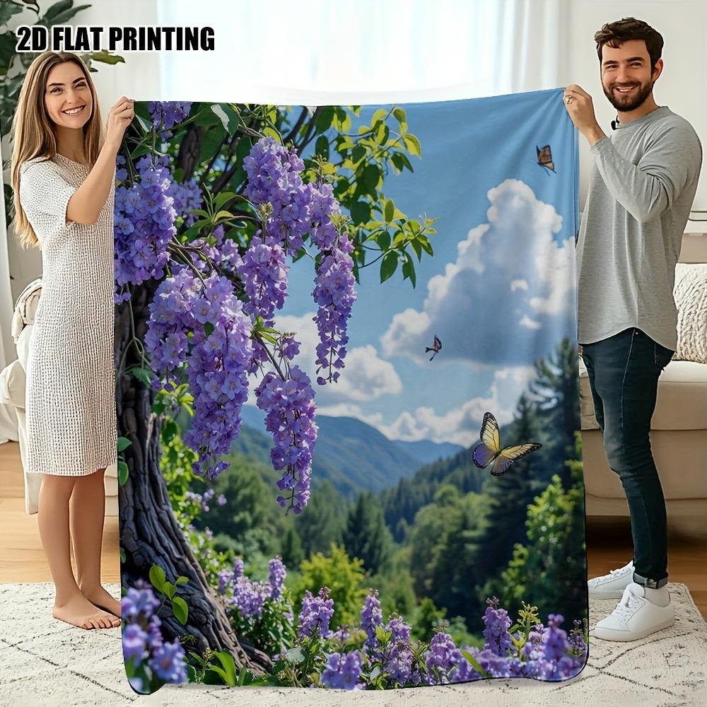 Tranquil Mountain Cottage Throw Blanket: Alpine Landscape Pattern Cottagecore Cozy Home Decor