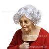Silicone-like old woman with white hair mask, bald headgear, character mask, adult size, made of latex