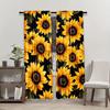 2Pcs Polyester Sunflower Black Vibrant Printing Window Curtains Birthday Party Decoration Backdrop Drapes for Living Room