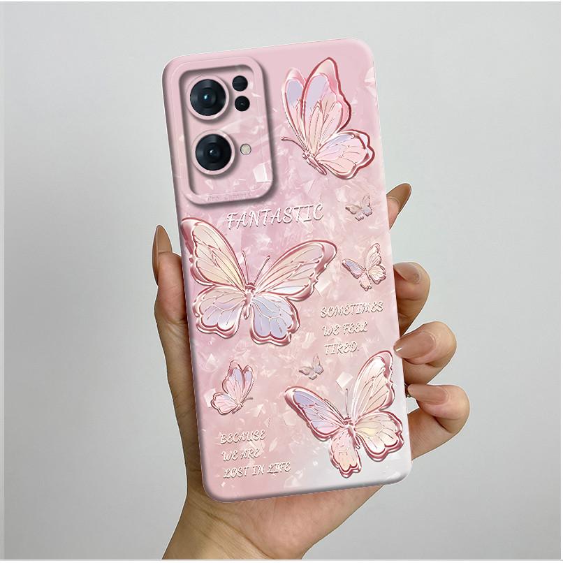 Für Oppo Reno7 Pro 5G Hülle Schöne Schmetterlingsblumen Weiche Fundas Handyhülle Für Oppo Find X5 FindX5 Lite Reno 7 5G Rückseite
