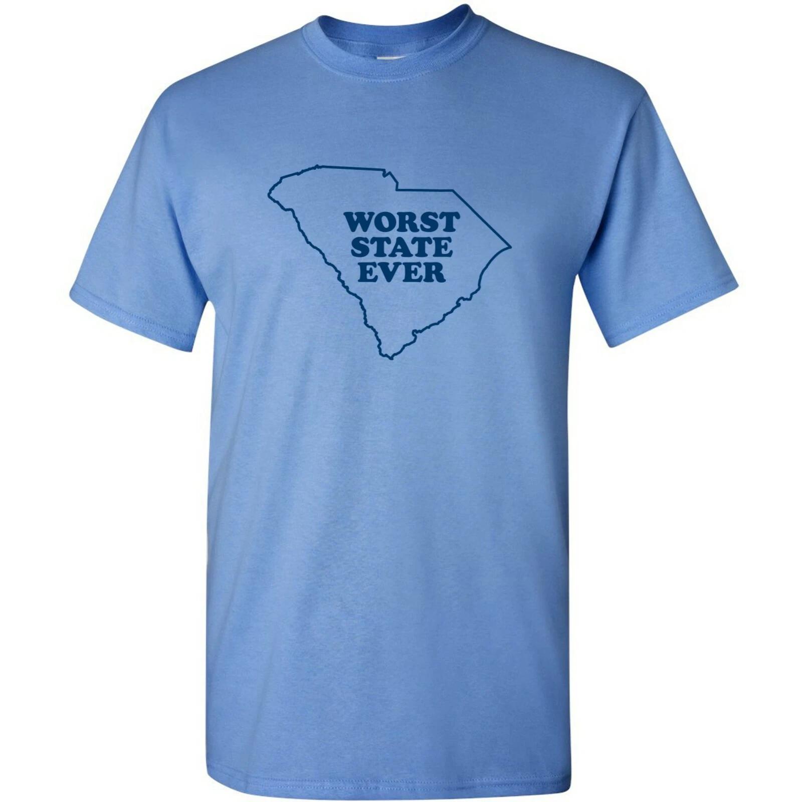 South Carolina Worst State Ever Basic Cotton T-Shirt - Carolina Blue 2XL