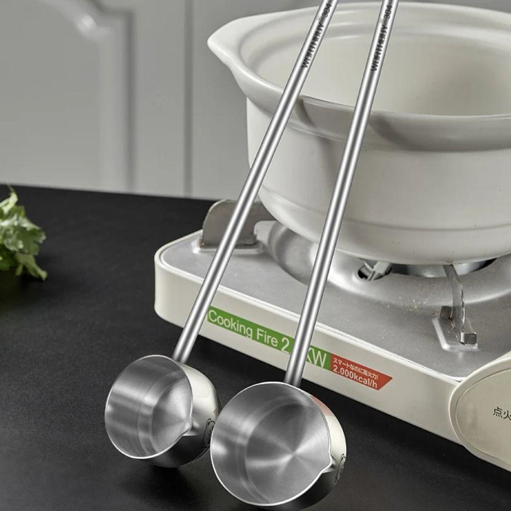 304 Stainless Steel Sauce Seasoning Spoon Multifunctional Soup Spoon Cooking Scoop  Hot Oil Milk