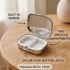 Portable Metal Pill Container Adorable Sardine Print 2-Compartment Pocket Medication Holder for Travel Daily Use