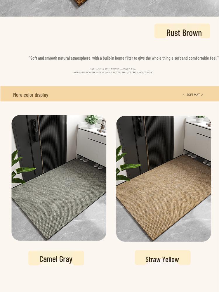 Ultra-Thin Japanese-Style Non-Slip Water-Absorbing Linen-Look Entrance Doormat, 2mm, Cuttable & Machine Washable for Home Hallway