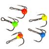 10 Pcs/box High Carbon Steel Mini   Head  Hook Colorful 3-claw Winter Ice Fishing Fishhook Outdoor Fishing Tackle 6# 8# 10#