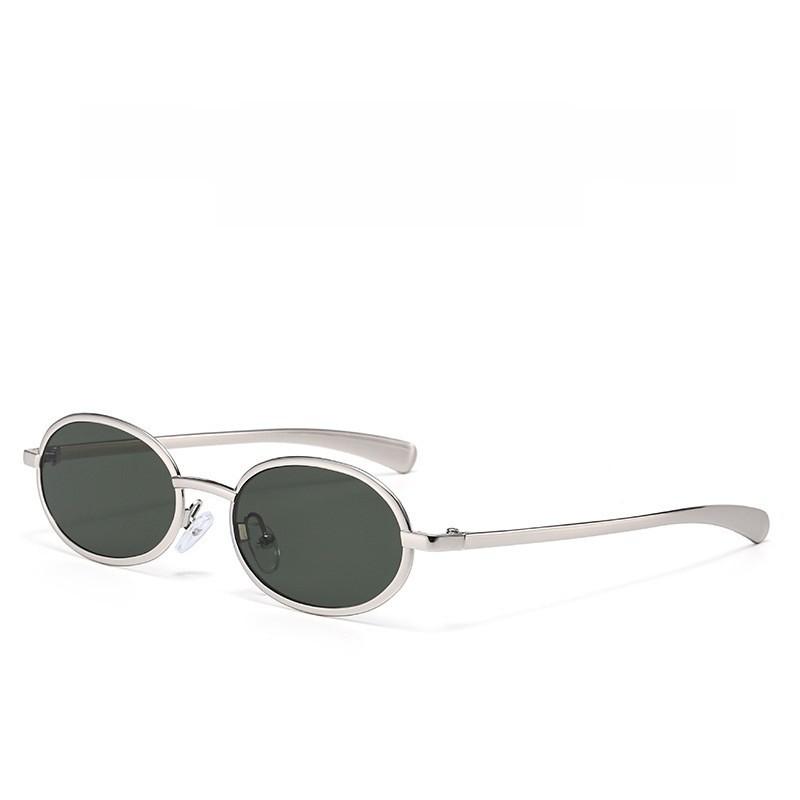 Vintage Metal Oval Sunglasses With Uv400 Protection For Fashionable Men And Women
