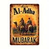 Vintage Arabic Calligraphy Metal Tin Sign  Eid alAdha Decoration with Riders Desert Sunset  HeavyDuty Metal Wall Art Poster