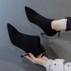 Pointed thin heel medium heel short boots new spring and summer nude high heel versatile thin short suede bare boots
