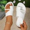 Fashion Women's Large Size Flat Slippers Summer New Round Head Set Toe Soft Sole Anti-slip Wear-resistant Beach Sandals