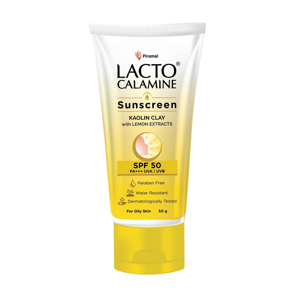 Lacto Calamine Sunscreen Kaolin Clay SPF 50 PA+++ 50g For Oily Skin Water Resistant Non-Greasy Matte Finish Daily Sun Protection