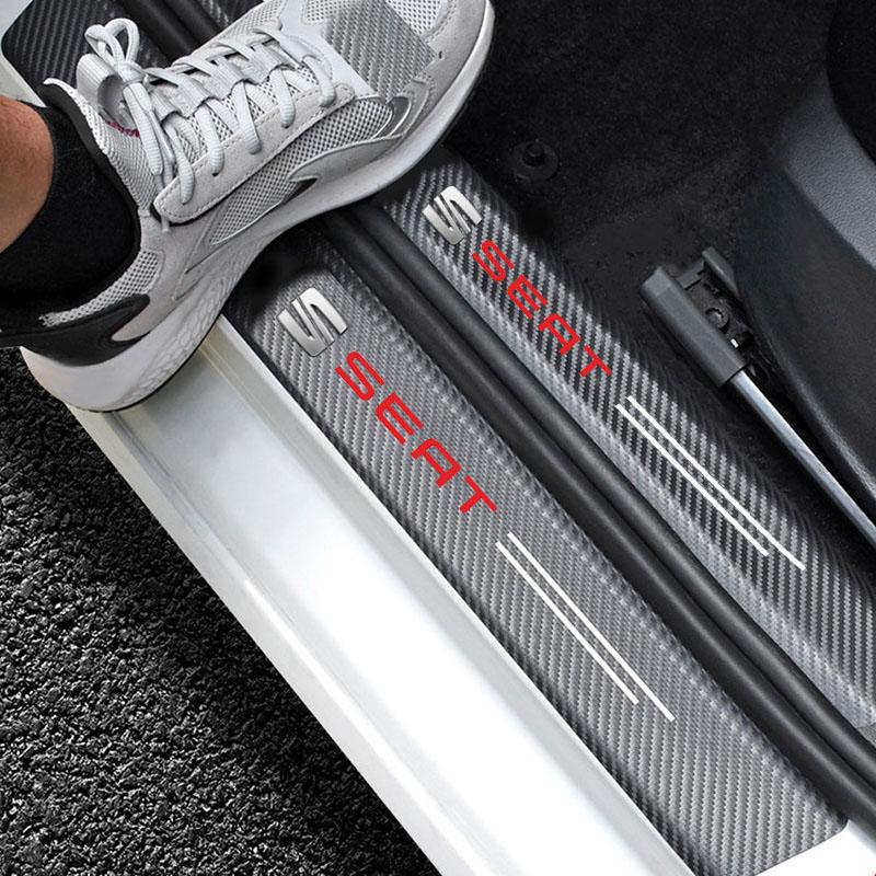 wzbn2 Carbon Fiber Car Door Sill Threshold Protector Auto Sticker Decals For Seat Leon 5f Ibiza 6l 6j Leon 1p Cushion Altea Xl Leon Mk