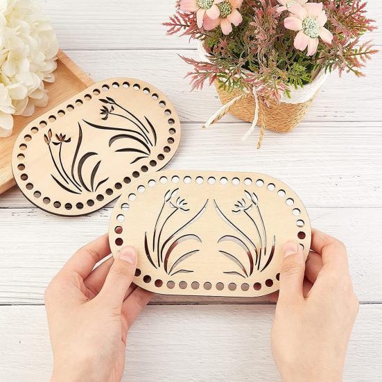 Lot De 6 Fonds De Panier En Bois Pour Crochet - Formes Ovales Et Rondes, Tailles 10 à 20 Cm - Pour Sac, Panier DIY, Décoration Maison