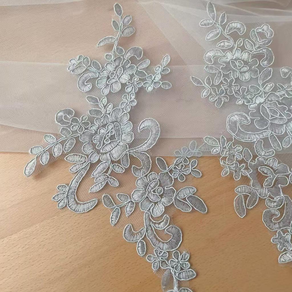10 -20 Pcs Wedding Dress Lace Trim Patch Applique Lace Fabric DIY Bride Hair Accessory White Red Black Sew Decoration RS356