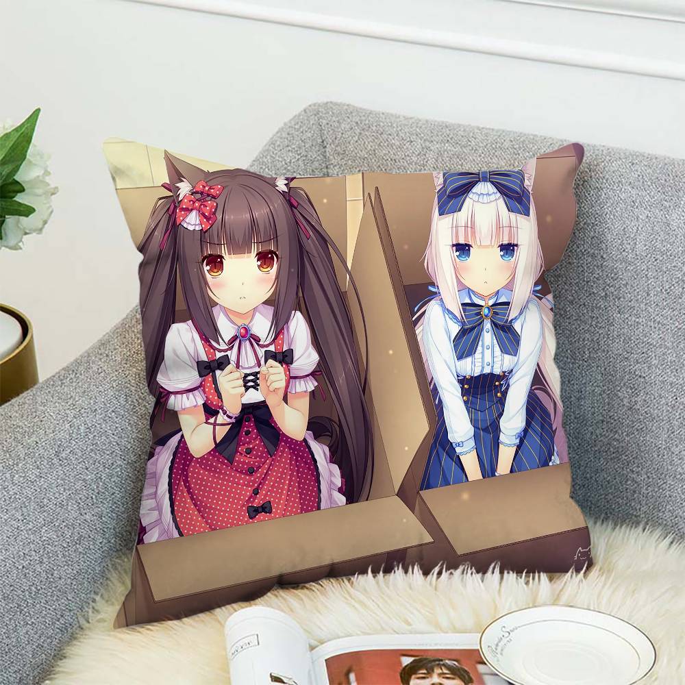 

Аниме NekoPara Наволочка Двусторонняя печать Наволочка 45x45 Декоративные подушки Диван Домашний декор Мягкая наволочка 12x12Inch