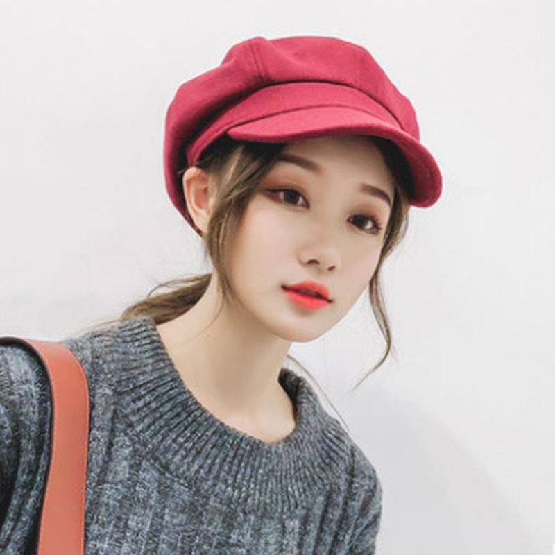 Women All Match Solid Color Short Brim Beret for Autumn Winter Wear