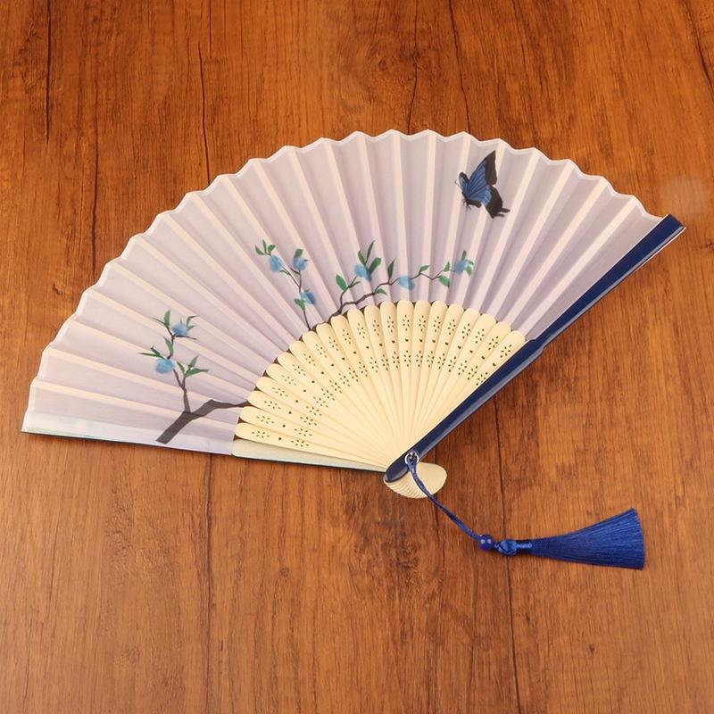 Vintage Silke Sammenleggbar Vifte Kinesisk Japansk Kunsthåndverk Gave Hjemmedekorasjoner Danse Håndvifte Bambus Vifter Po Rekvisitter
