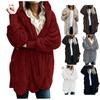 Dam Vinter Varm kappa Jacka Ytterkläder Dam Cardigan Coat Dubbelsidig sammet Hooded Coat
