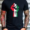 Men Patriotic Fist Graphic T-Shirt Micro-Stretch Regular Fit Summer Tee with Italian Flag Design Men Clothing Tops