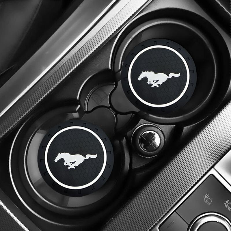 Car Sticker 1/2pc Car Heat-resisting Coaster Silica Gel Water Cup Slot Dirt Pad For Ford Mustang 2.3T Shelby GT350 GT500 GT 2015