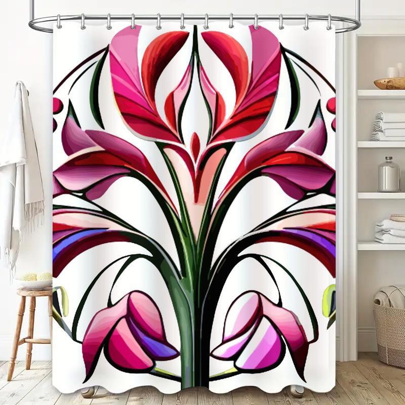 Creative abstract floral pattern shower curtain waterproof and mildew-proof bathroom curtain home decoration shower curtain