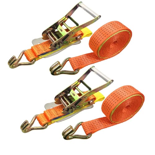Best Answer Ratchet Type J-Hook Lashing Belt, Hook Lashing Tie-Down Belt, 4000kg Breaking Load, Belt Width 50mm, 0.5m Fixed Side, 6m Winding Side, Set