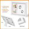 Paw Print Kit for Dogs & Cats, Pet Paw Impression Gift Set with 2 Inkless Pads and Reversible Stand/Wall-Mount Frame (White)