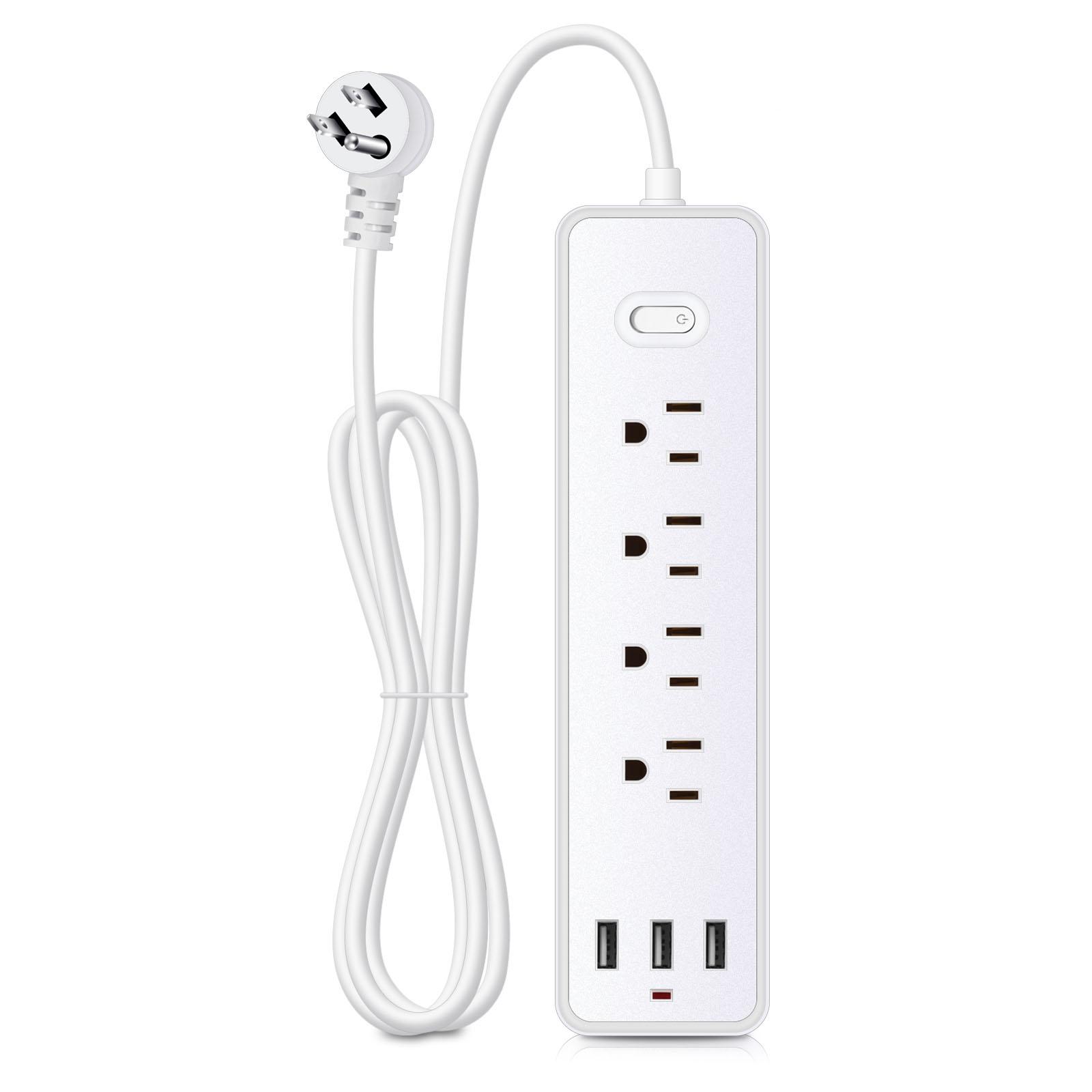 

Universal Electrical Socket Extension Cable USB Power Strip for Office 4pcs AC-Outlets 3 USB Ports Surge Protector 1