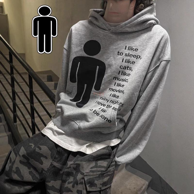 Europäischer und amerikanischer Stil einfarbiger bedruckter locker sitzender Street-Fashion-Hoodie mit langen Ärmeln für Männer und Frauen