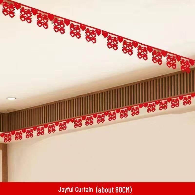 Wedding Room Decor Set: Ceiling, Streamers & 'Xi' Curtains for Bride's Bedroom & Groom's Stairs