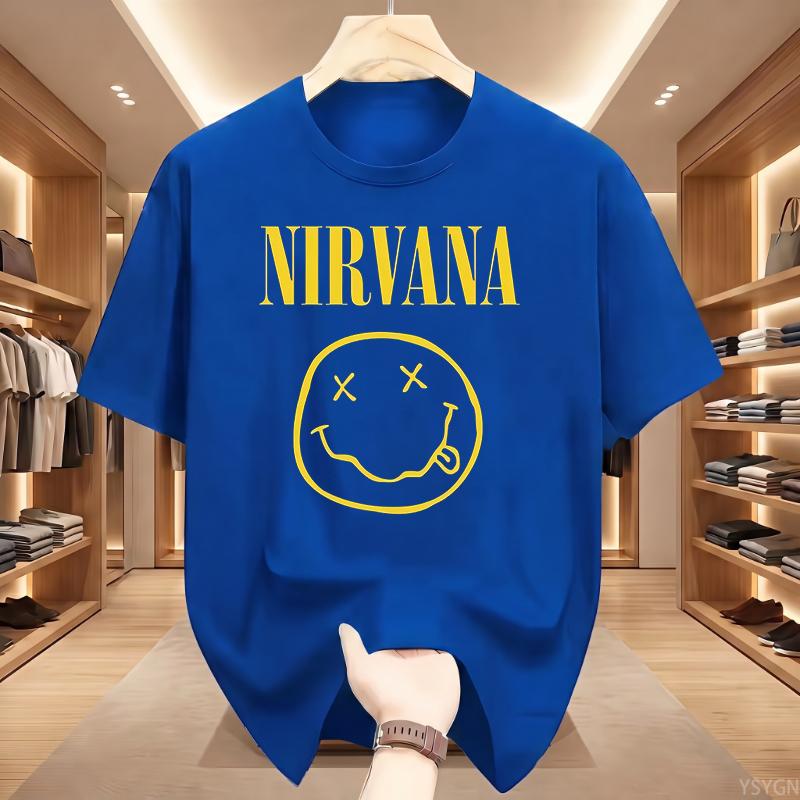 Nuova T-shirt Unisex Nirvana Rock Band 100% Cotone Stile Hiphop Unisex e Unisex Oversize Y2K Tee Casual Larga per Esterno Strada