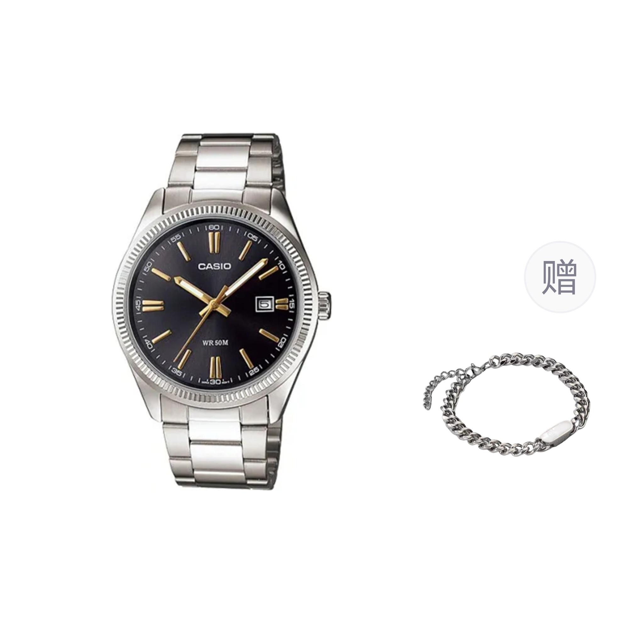 CASIO Men Black Watch MTP-1302D-1A2- Silver