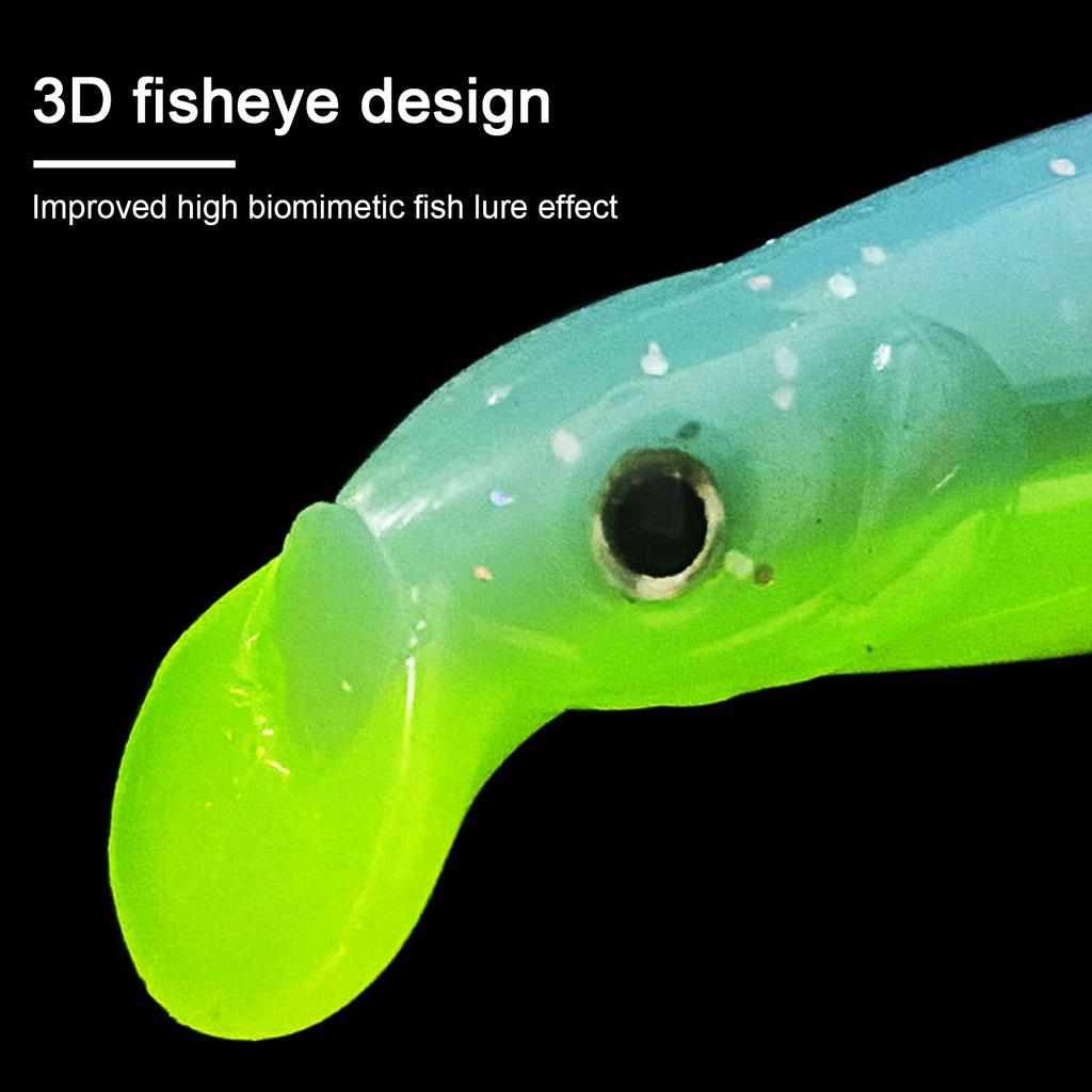 Bunter auffälliger Gummifisch mit mehreren Segmenten, Gummifisch-Set, Künstlicher Gummifisch Köder, Fischfang-Set für Raubfische