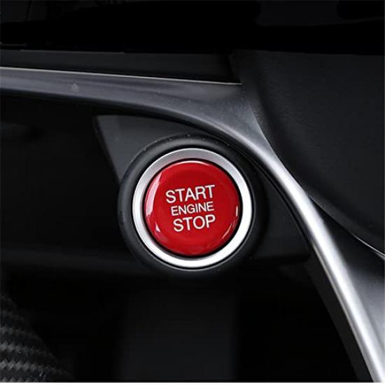 Red ABS Car Engine Start Stop Switch Button Cover Trim Replacement for Alfa Romeo Giulia Stelvio 2017 2018 2019 2020