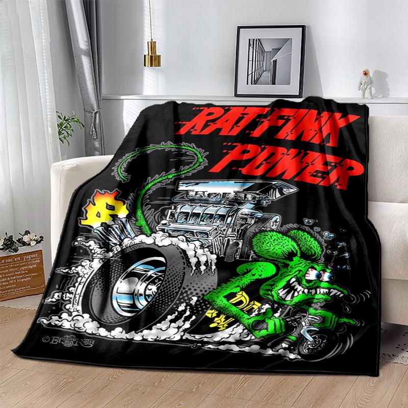Rat Fink Power Flannel Blanket Soft All-Season Throw, Design for Camping, Car Travel, Hiking Sofa, Bed, Office Perfect Gift for Parties