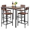 Bar Table, 5PCS 889mm Bars Tables Set, Bar Tables and Chair Set with Rounded Edge Design, Square Pub Table with Four Stools for Living Room, Dining