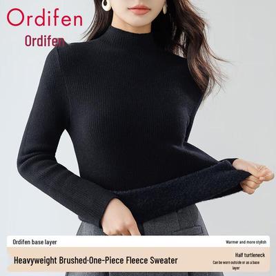 Oudifen Women's Loose Ribbed Thermal High-Neck Sweater