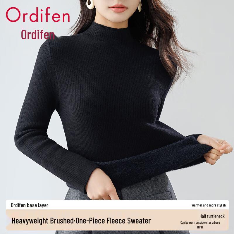 Oudifen Women's Loose Ribbed Thermal High-Neck Sweater