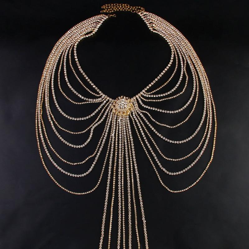 Strass Tailleketting, Sexy Overdreven Franje Meerdere Lagen Tailleketting, Glanzende Accessoires Damesketting