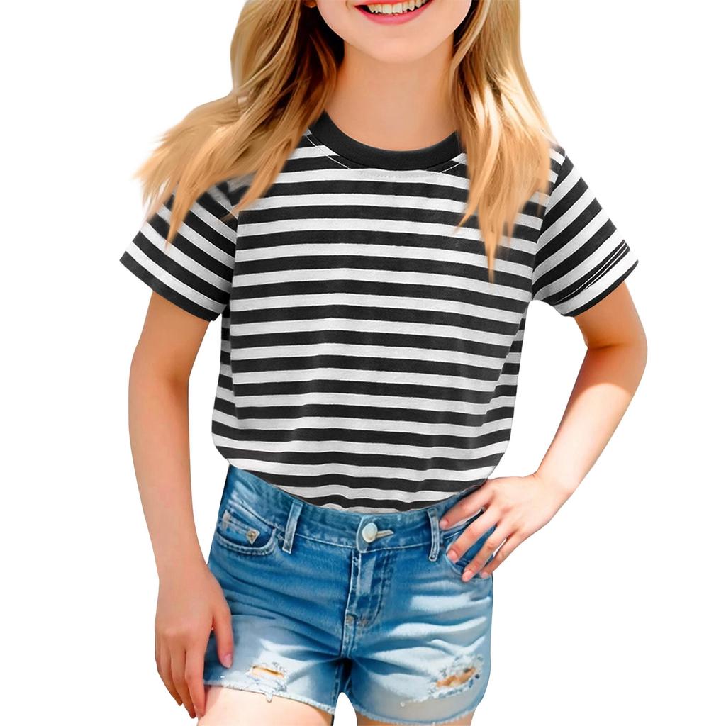 Children's Casual Short-sleeved Printed Round Neck Fashionable T-shirt Top