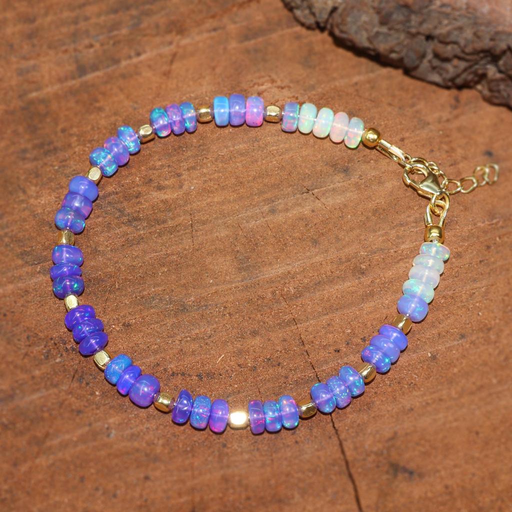 Lavender Ethiopian Opal Bracelet: Sterling Silver Birthstone Jewelry