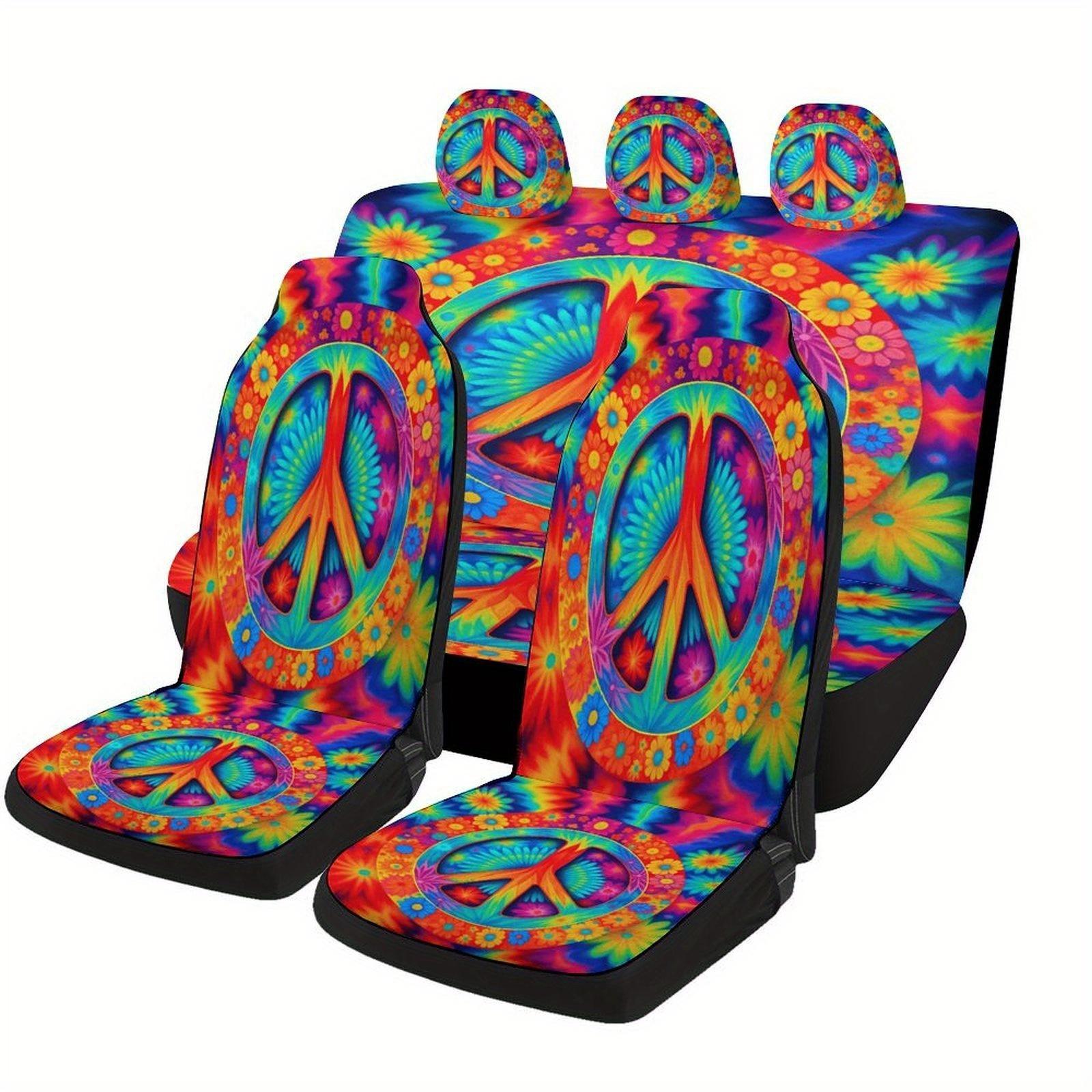 Peace Sign Flowers Designed Car Seat