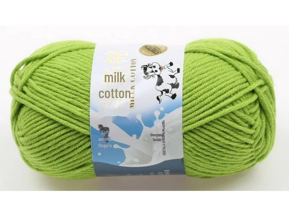 5-Strand Milk Cotton Baby Wool Hat & Scarf Hand-Woven Medium-Thick Yarn Set