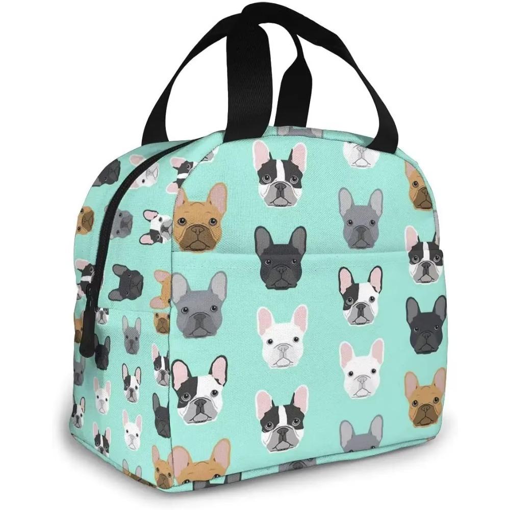 

Серый Бостонский терьер изолированный ланч-бокс портативный термохолодильник многоразовый пикник сумка Bento для мужчин женщин детей работа 22x20x13CM чёрный