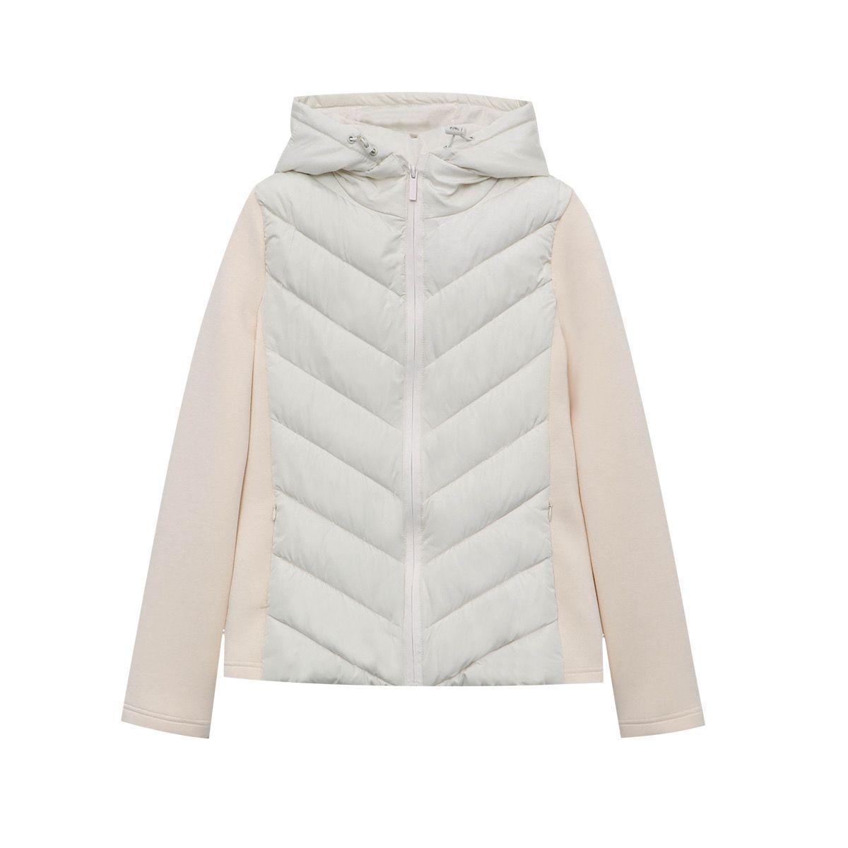 

Women s Cross-Border Hooded Patchwork Waist-Cinching Cotton Jacket - European & American 2025 Autumn/Winter Fashion. M светло-серый