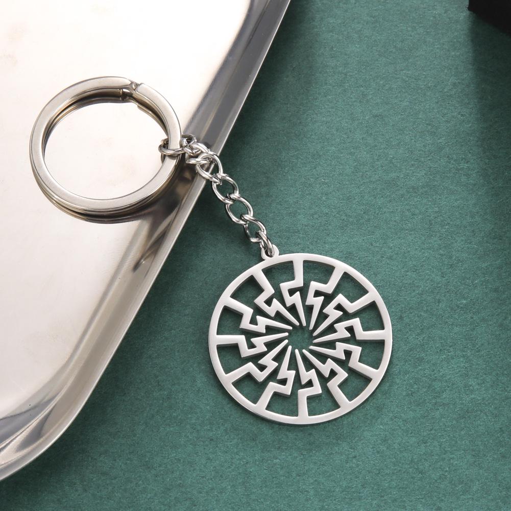 Titanium Steel Lightning Pendant & Keychain with Hollow Surround Design