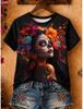 Halloween Women'sT Shirt Print Floral Graphic Skull Vintage Stylish Classic Short Sleeve Crew Neck Regular Tops Casual Daily